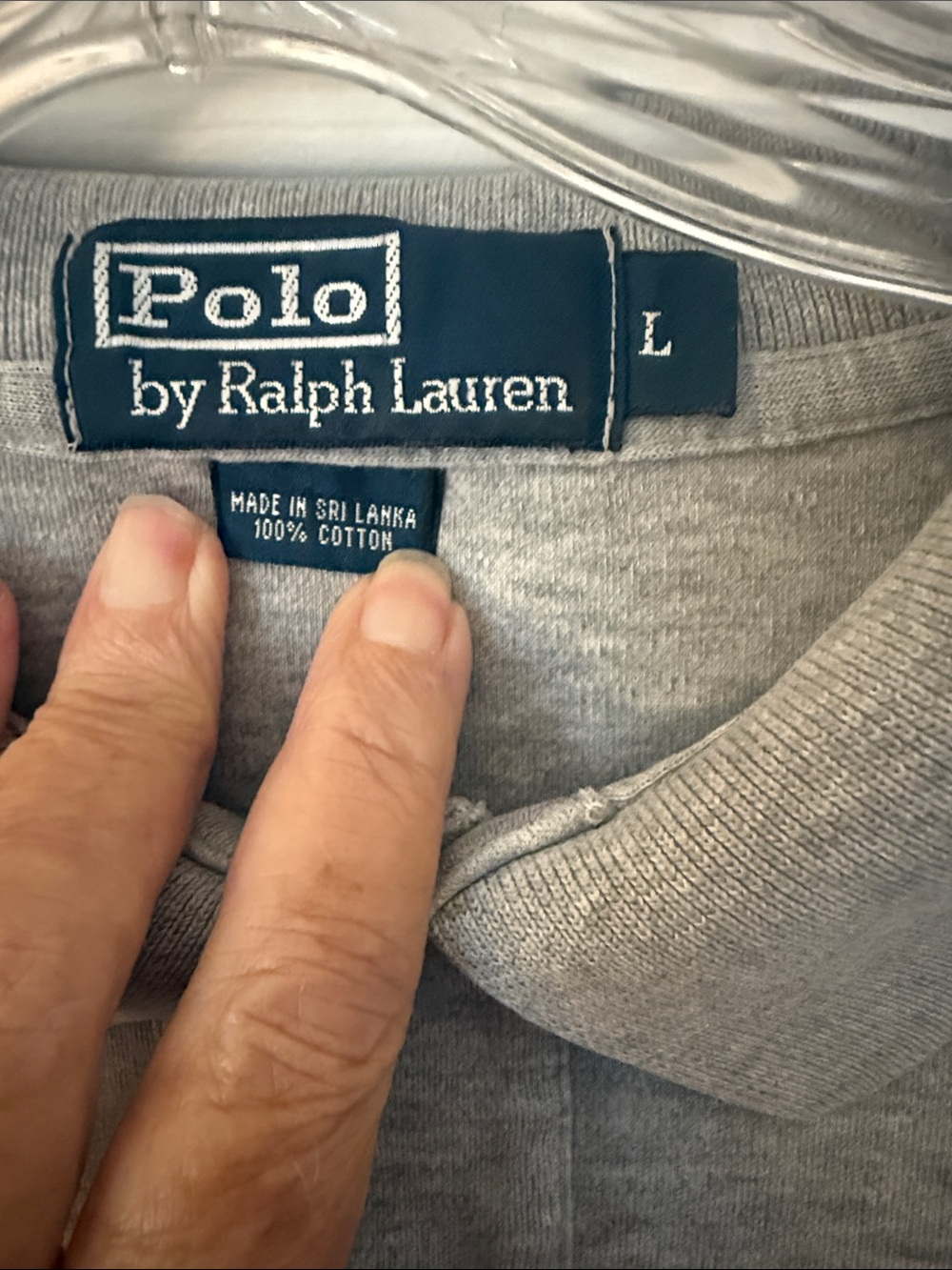 3/$20 Polo by Ralph Lauren Light Gray Polo with Navy Pony Logo Business Casual - Picture 2 of 7